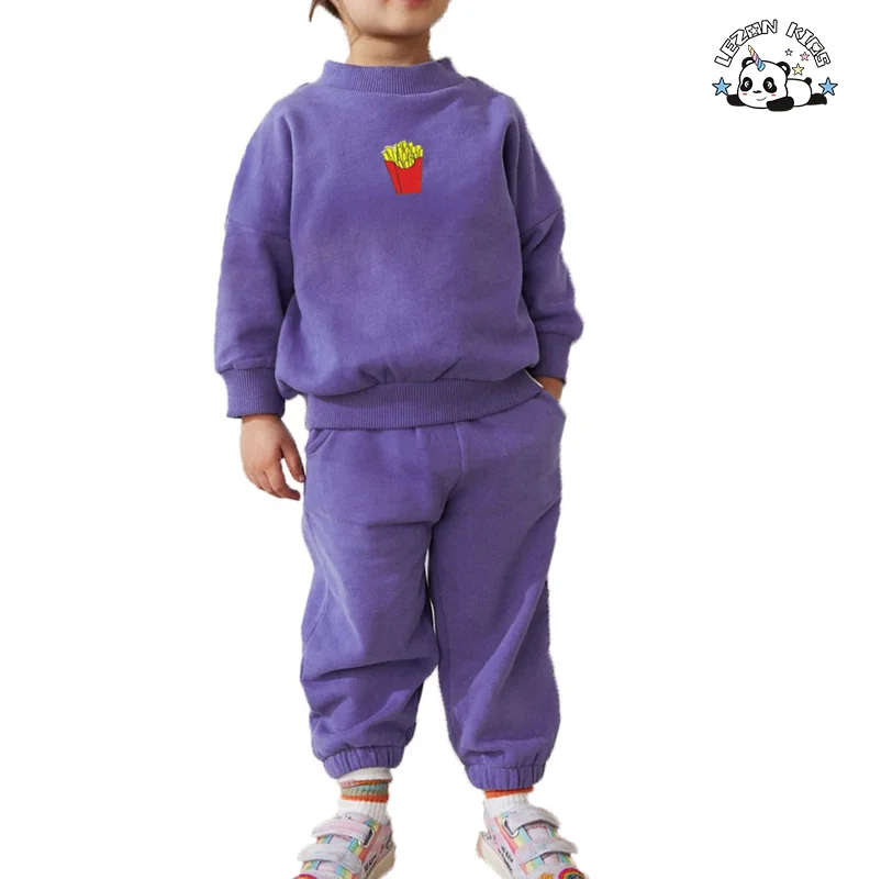 LEZONKIDS - Customizable Trendy Crewneck Sweatshirt 2 Piece Set Patchwork Casual Wear Girls Boutique Clothing Sets